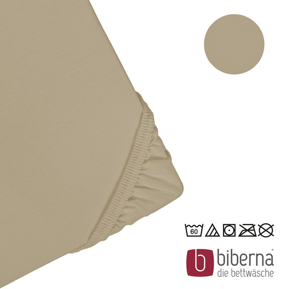 biberna Jersey-Elastic-Spannbetttuch taupe, 1x 120x200 cm - 130x220 cm