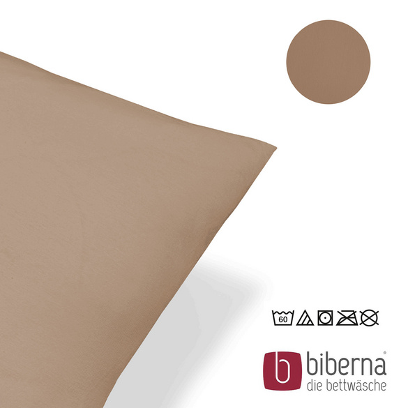 biberna Feinjersey-Kopfkissenbezug Doppelpack macchiato, 2x 80x80 cm