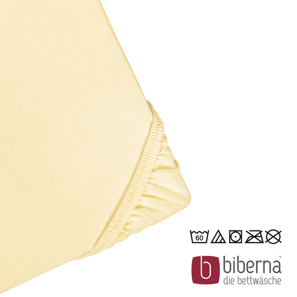 biberna Jersey-Elastic-Spannbetttuch gelb, 1x 90x190 cm - 100x220 cm