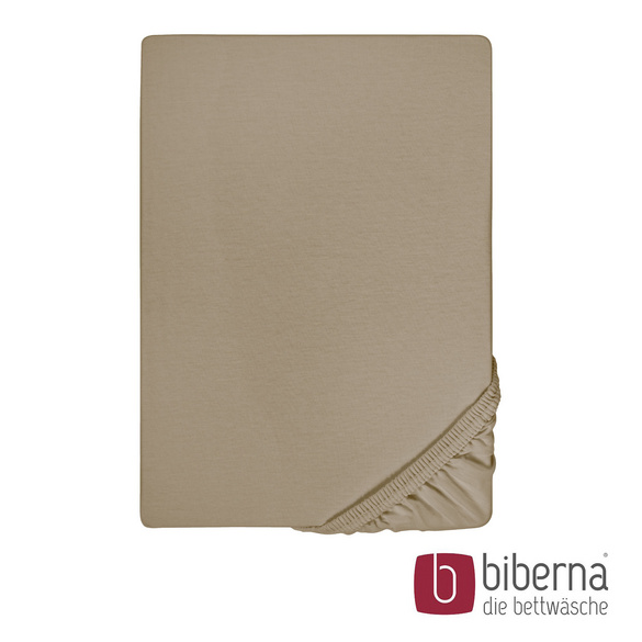 biberna Feinjersey-Spannbetttuch taupe, 1x 90x190 cm - 100x200 cm