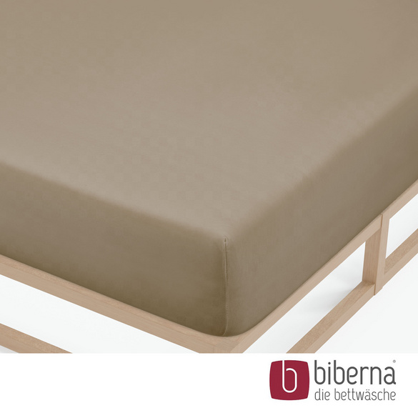 biberna Feinjersey-Spannbetttuch taupe, 1x 90x190 cm - 100x200 cm