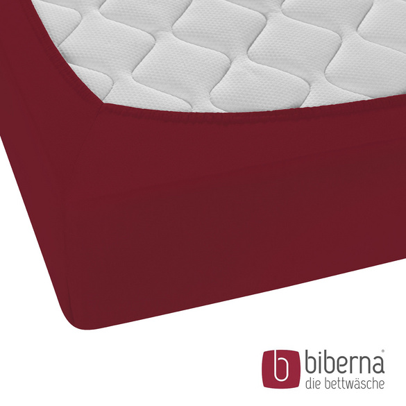 biberna Feinjersey-Spannbetttuch burgund, 1x 90x190 cm - 100x200 cm