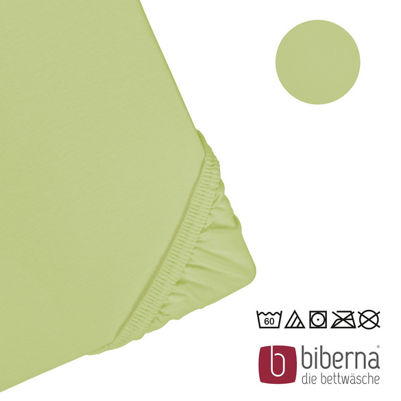 biberna Jersey-Elastic-Spannbetttuch pistaziengrün, 1x 90x190 cm - 100x220 cm