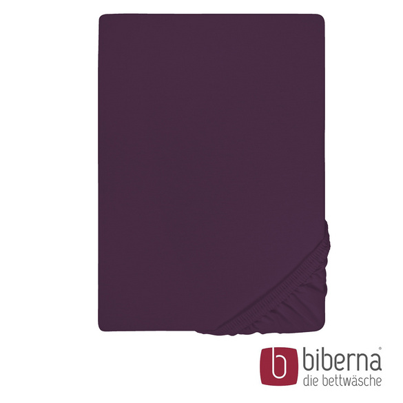 biberna Jersey-Elastic-Spannbetttuch dunkel violett, 1x 120x200 cm - 130x220 cm