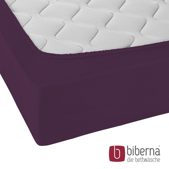 biberna Jersey-Elastic-Spannbetttuch dunkel violett, 1x 140x200 cm - 160x220 cm