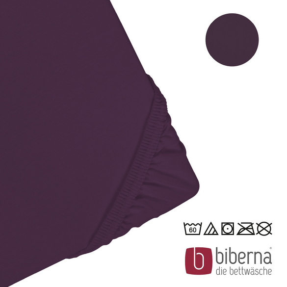 biberna Jersey-Elastic-Spannbetttuch dunkel violett, 1x 90x190 cm - 100x220 cm