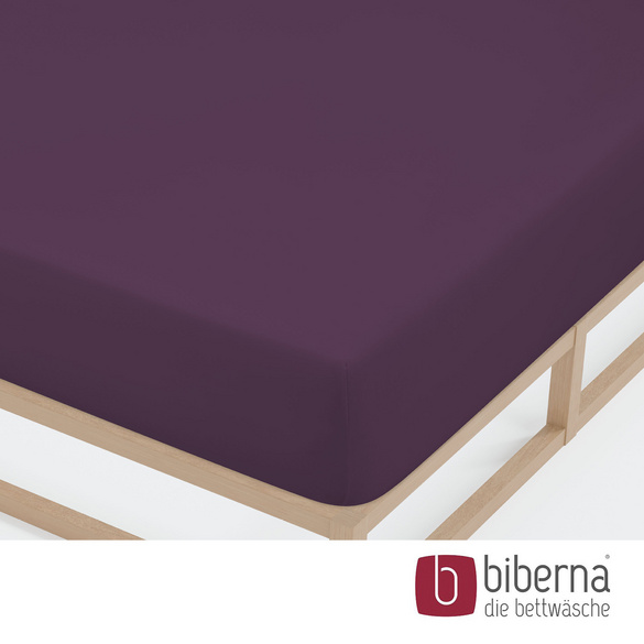 biberna Jersey-Elastic-Spannbetttuch dunkel violett, 1x 180x200 cm - 200x220 cm