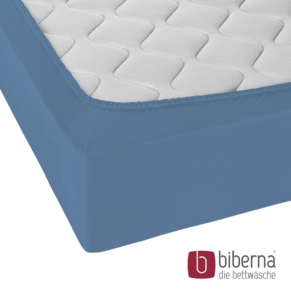 biberna Jersey-Elastic-Spannbetttuch azurblau, 1x 140x200 cm - 160x220 cm