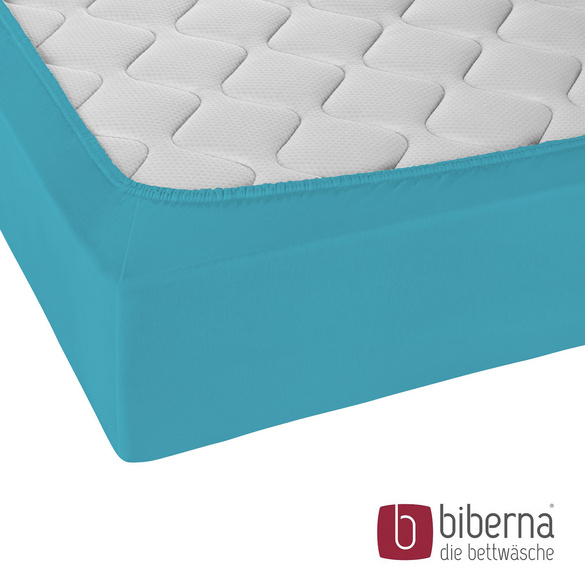 biberna Jersey-Elastic-Spannbetttuch türkis, 1x 140x200 cm - 160x220 cm