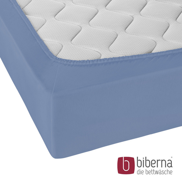 biberna Jersey-Elastic-Spannbetttuch blau, 1x 90x190 cm - 100x220 cm