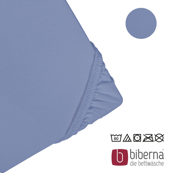 biberna Jersey-Elastic-Spannbetttuch blau, 1x 90x190 cm - 100x220 cm