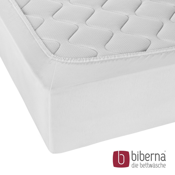 biberna Jersey-Elastic-Spannbetttuch weiss, 1x 140x200 cm - 160x220 cm