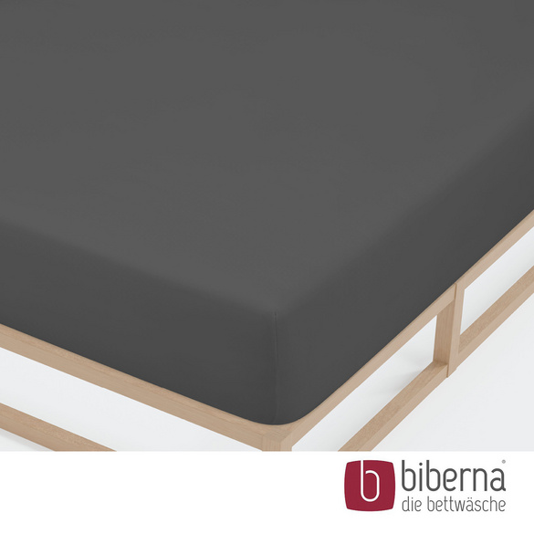 biberna Jersey-Elastic-Spannbetttuch titanium, 1x 180x200 cm - 200x220 cm