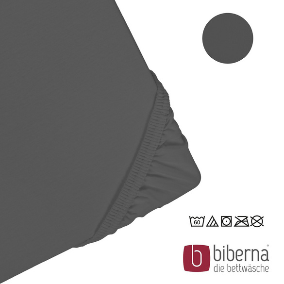 biberna Jersey-Elastic-Spannbetttuch titanium, 1x 140x200 cm - 160x220 cm