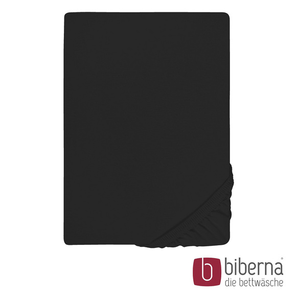 biberna Jersey-Elastic-Spannbetttuch schwarz, 1x 120x200 cm - 130x220 cm