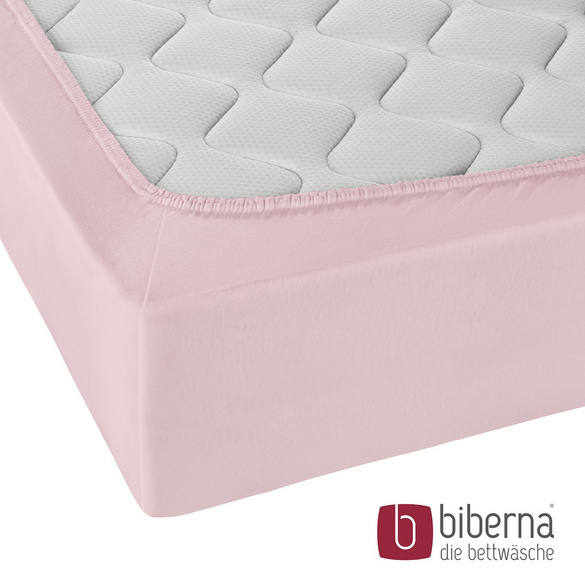 biberna Jersey-Elastic-Spannbetttuch rose, 1x 180x200 cm - 200x220 cm