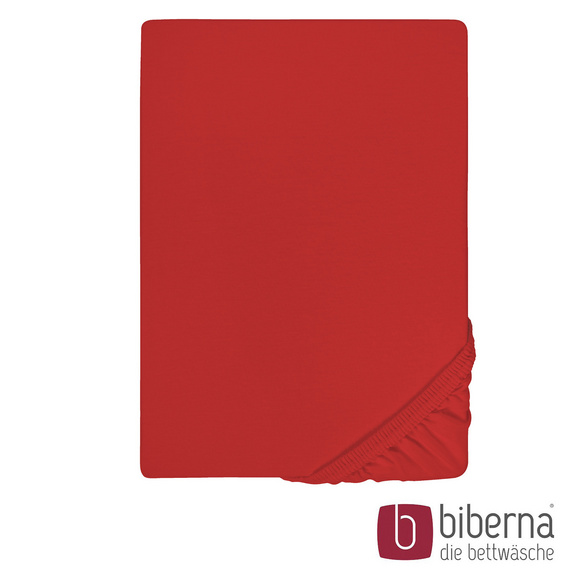 biberna Jersey-Elastic-Spannbetttuch rot, 1x 90x190 cm - 100x220 cm