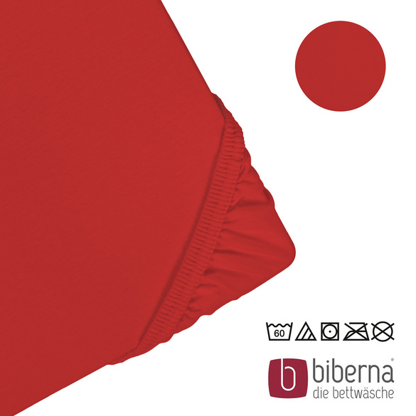 biberna Jersey-Elastic-Spannbetttuch rot, 1x 90x190 cm - 100x220 cm