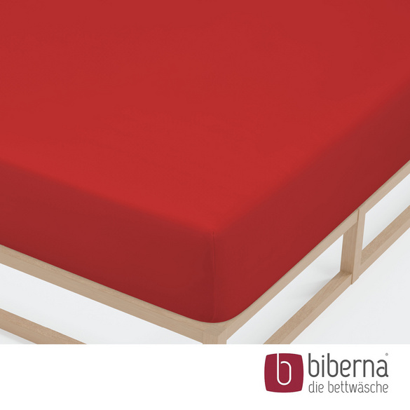 biberna Jersey-Elastic-Spannbetttuch rot, 1x 120x200 cm - 130x220 cm