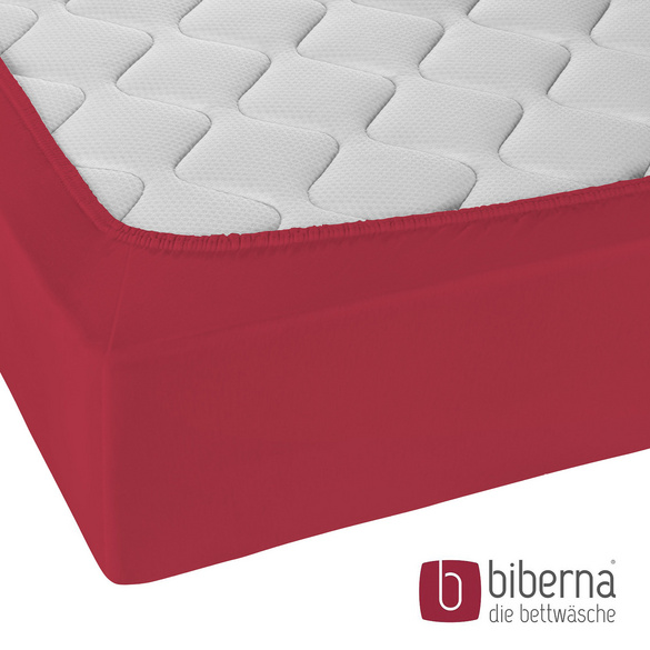 biberna Jersey-Elastic-Spannbetttuch rubin, 1x 180x200 cm - 200x220 cm