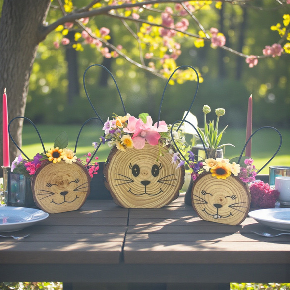 Holzdeko "Hasenköpfe" 3er-Set Eldo