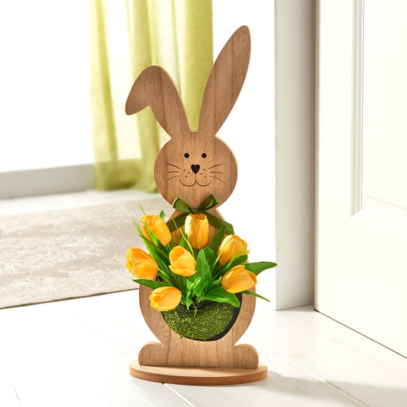 Holzdeko Hase mit Tulpen Eldo