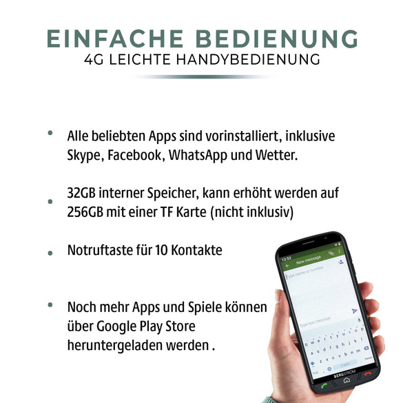 4G-Smartphone einfach bedienbar Bergström