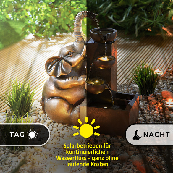 Solar-Brunnen mit Elefant Gainsborough
