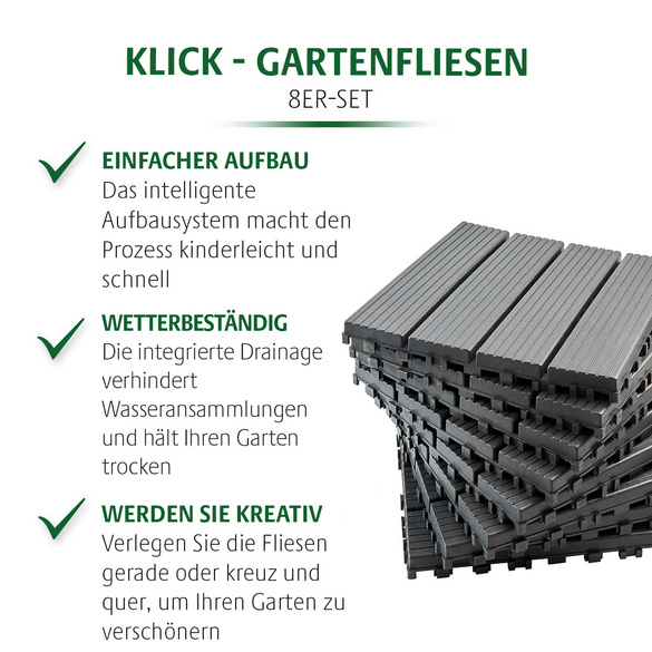Klick-Gartenfliesen 8er-Set Gainsborough