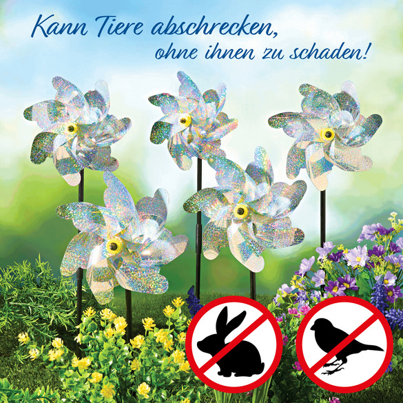 Windmühlen in Blütenform zur Vogelabwehr 5er-Set Gainsborough