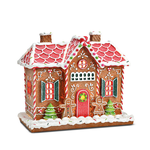 Lebkuchenhaus mit LED-Beleuchtung 26 cm hoch