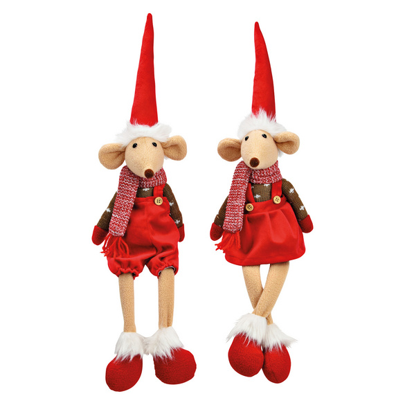 Kantensitzer Wintermaus aus Textil, 2er-Set