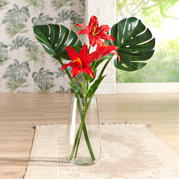 Kunstblumen-Arrangement "Rote Lilie" 3-tlg. Eldo
