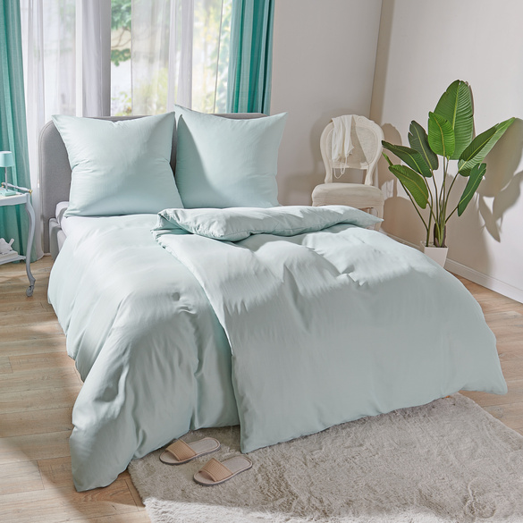 Tencel-Bettwäsche grün mit Kühleffekt 3-tlg.: Bettbezug, Kissenbezug + Bettlaken Eldo