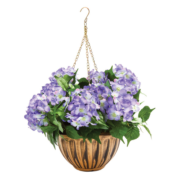 Blumenampel "Hortensien" blaurosa