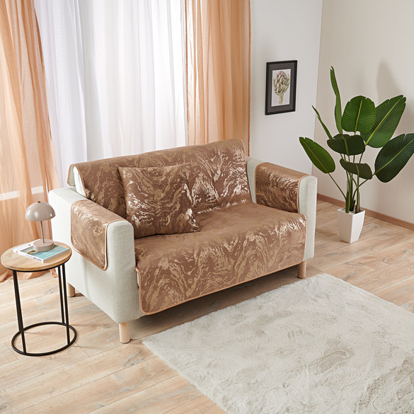 Sofaüberwurf 2-Sitzer beige-grau 120 x 150 cm Eldo