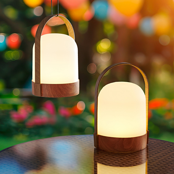 Tragbare LED-Leuchte holzfarben Eldo