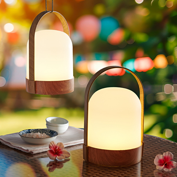 Tragbare LED-Leuchte holzfarben Eldo