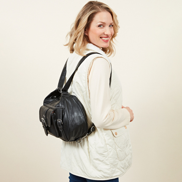 Umhängetasche "Tara" 2-in-1 Rucksack schwarz
