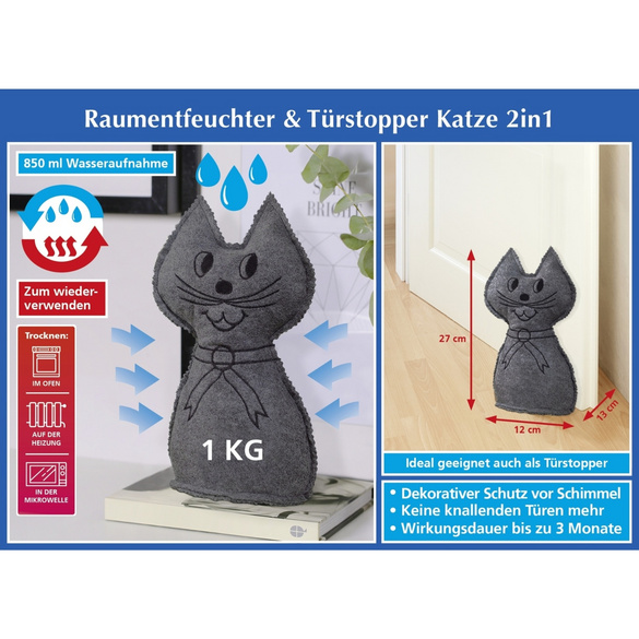 Raumentfeuchter / Türstopper Katze 2-in-1