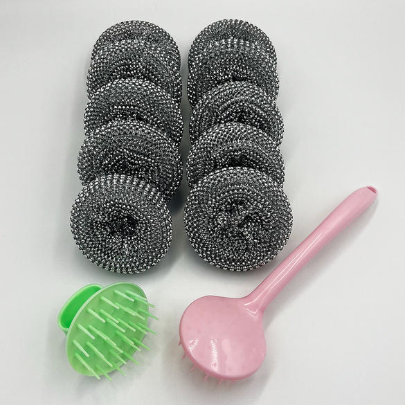 10er Set Edelstahlschwämme mit Griff
