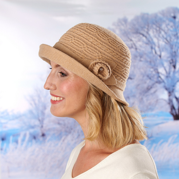 Strickhut beige