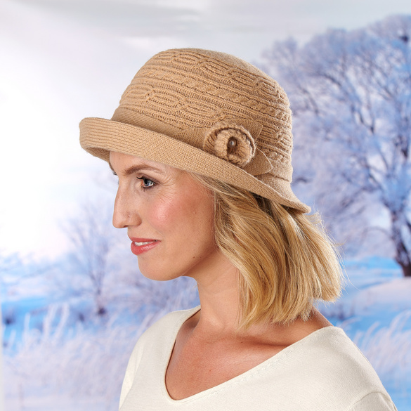 Strickhut beige