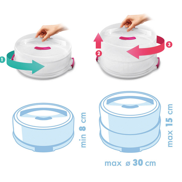 Tortenbehälter höhenverstellbar Ø 30 cm METALTEX
