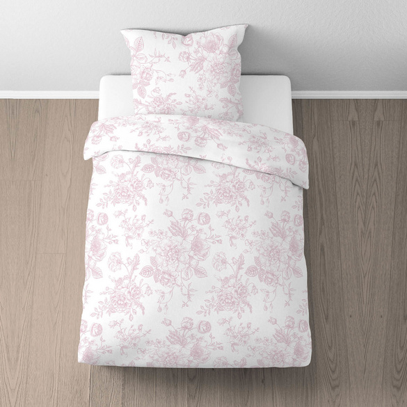 Castell Baumwoll Satin Bettwäsche ROSENFEIN rose, 1x 135x200 cm + 1x 80x80 cm