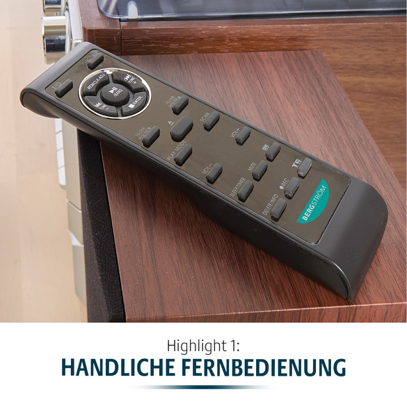 7-in-1 Musikanlage "Hudson Deluxe" für CDs, Kassetten, Vinyl Bergström