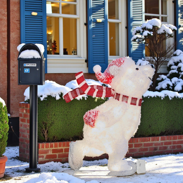 Gartendeko LED-Eisbär auf Schlittschuhen