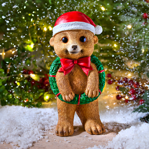 Dekofigur Erdmännchen mit Weihnachtskranz Gainsborough