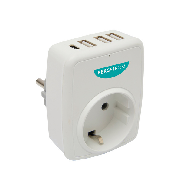 Zwischensteckdose mit USB-Ladeanschlüssen, Bergström