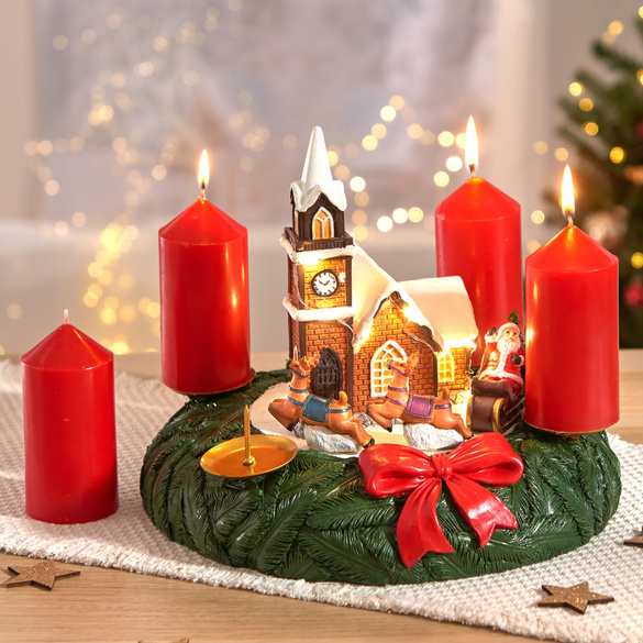 LED-Weihnachtskirche Adventskranz